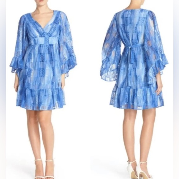 Betsey Johnson Bambi Blue Lace Patch Boho Kimono Dress Statement Sleeves 8 - Picture 4 of 15